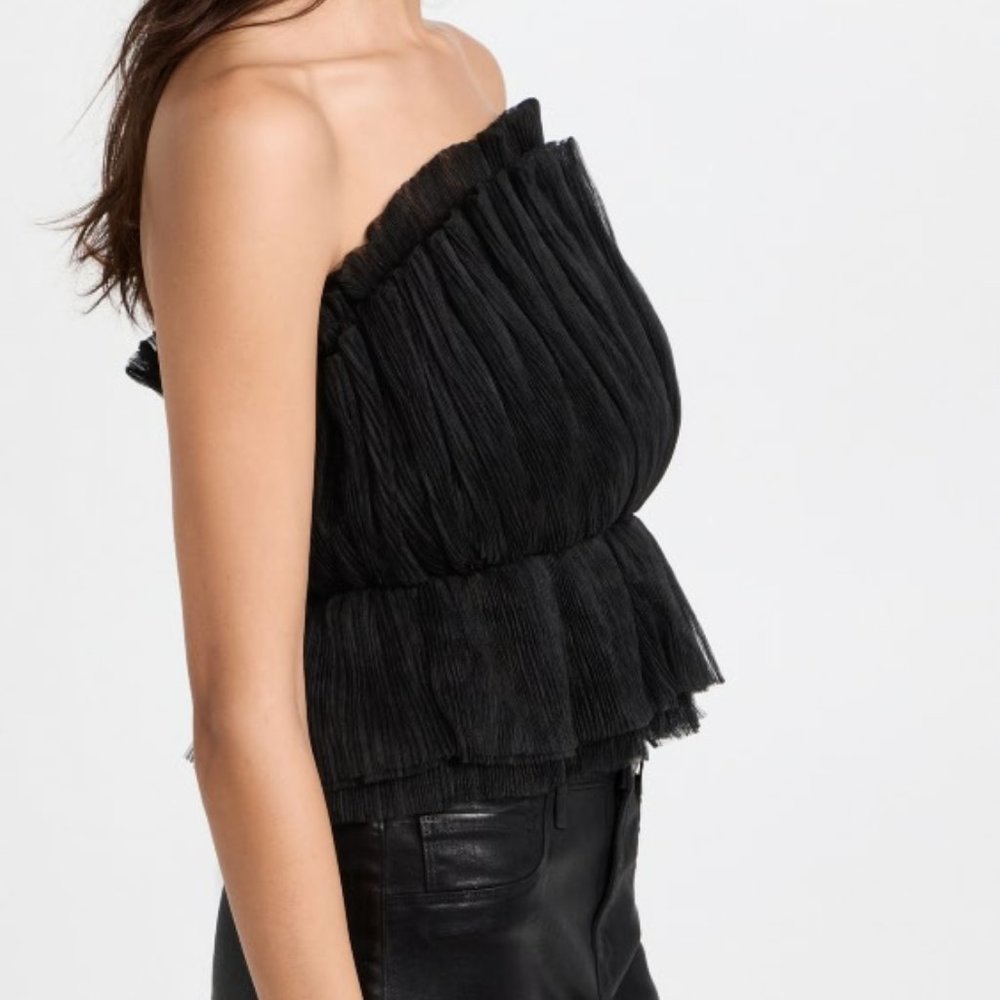 Endless Rose Strapless Tulle Peplum Top Black Size S - Picture 3 of 4